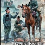 Urgent Dispatch. German Military Men, WW II era - 3 figures