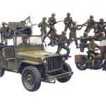 U.S. Willys Jeep M.B. with Harley Davidson & Soldiers